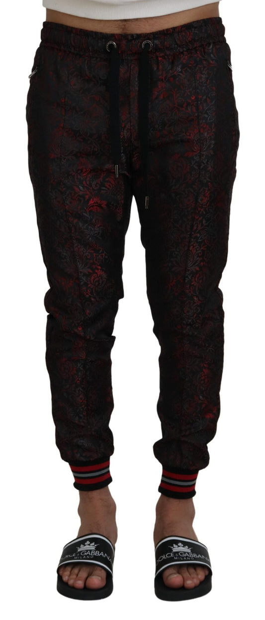 Red Acetate Floral Printed Men Jogger Pants