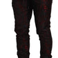 Red Acetate Floral Printed Men Jogger Pants