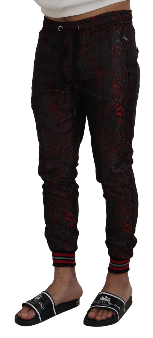 Red Acetate Floral Printed Men Jogger Pants