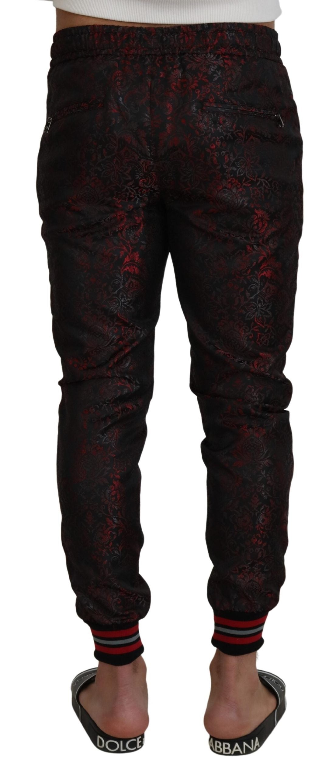 Red Acetate Floral Printed Men Jogger Pants