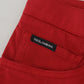 Red Skinny Cotton Stretch Denim Jeans