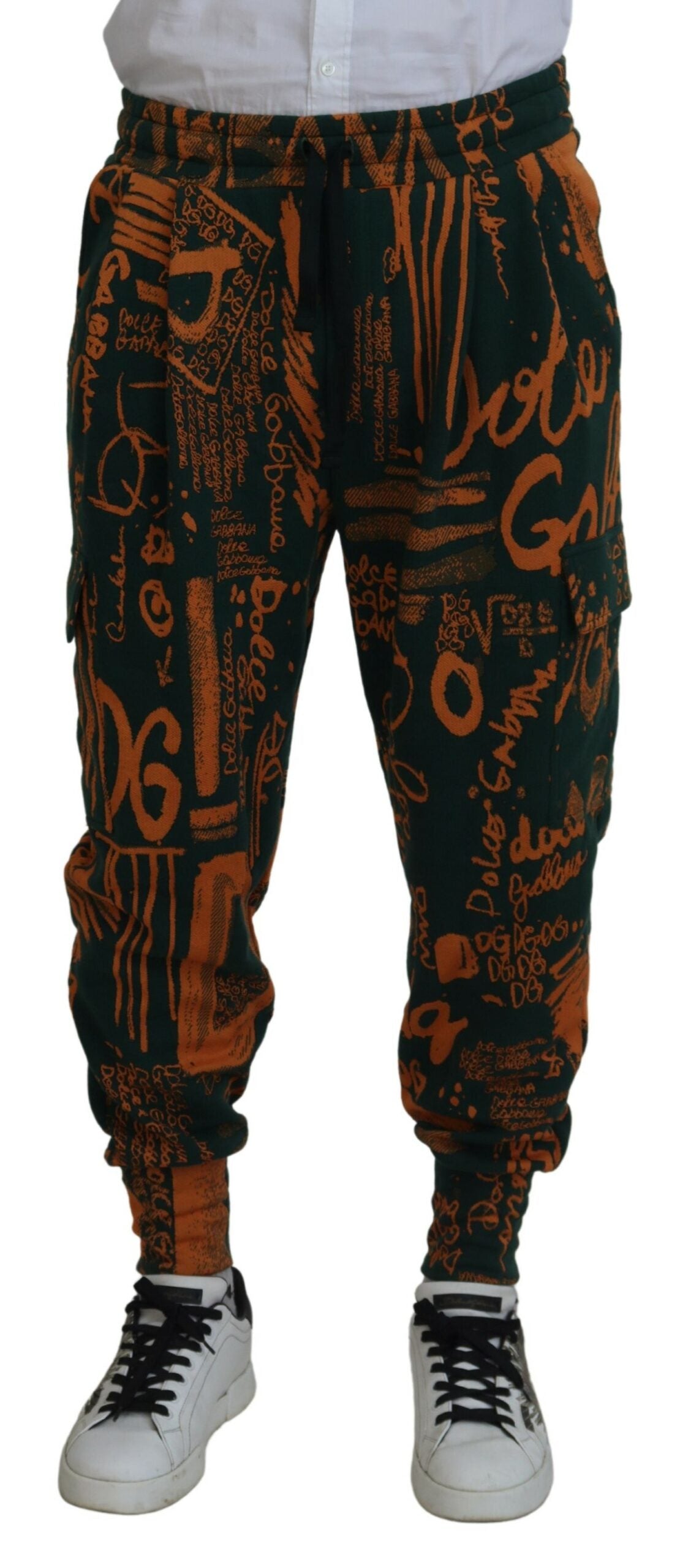 Multicolor Logo Print Silk Cargo Jogger Pants