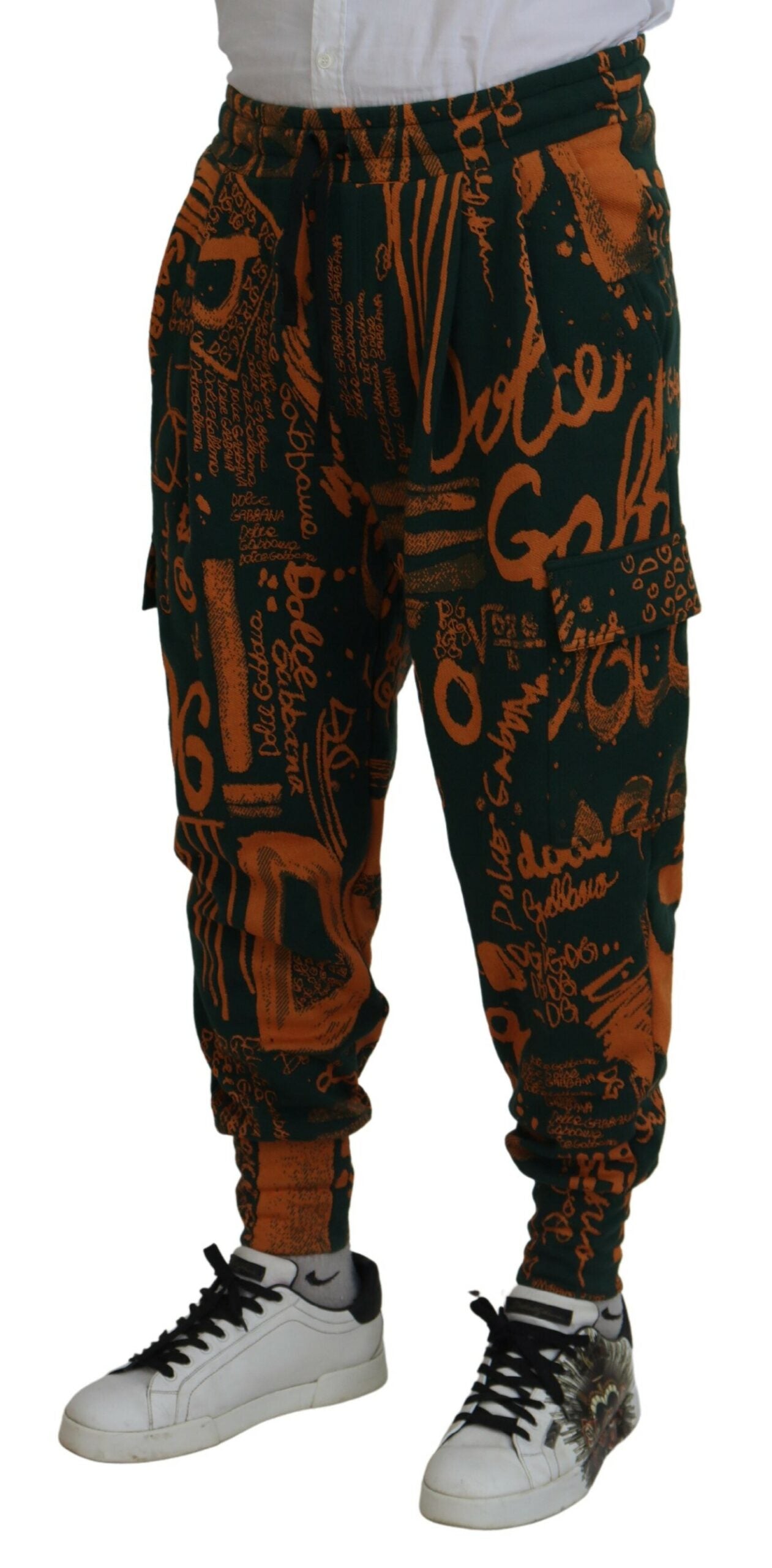 Multicolor Logo Print Silk Cargo Jogger Pants