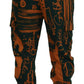 Multicolor Logo Print Silk Cargo Jogger Pants