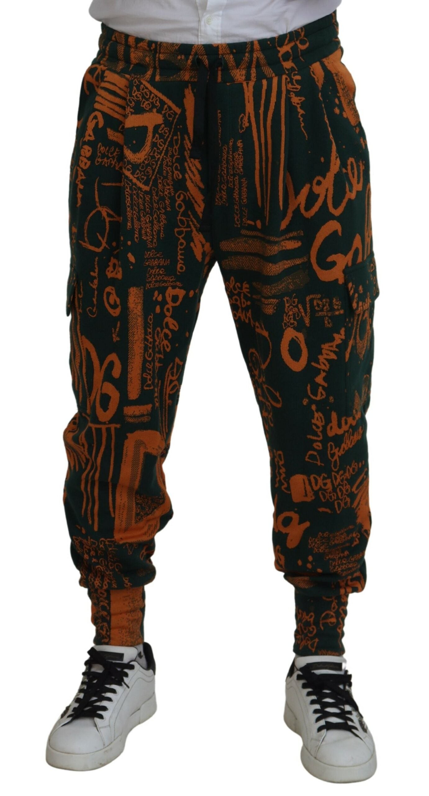 Multicolor Logo Print Silk Cargo Jogger Pants