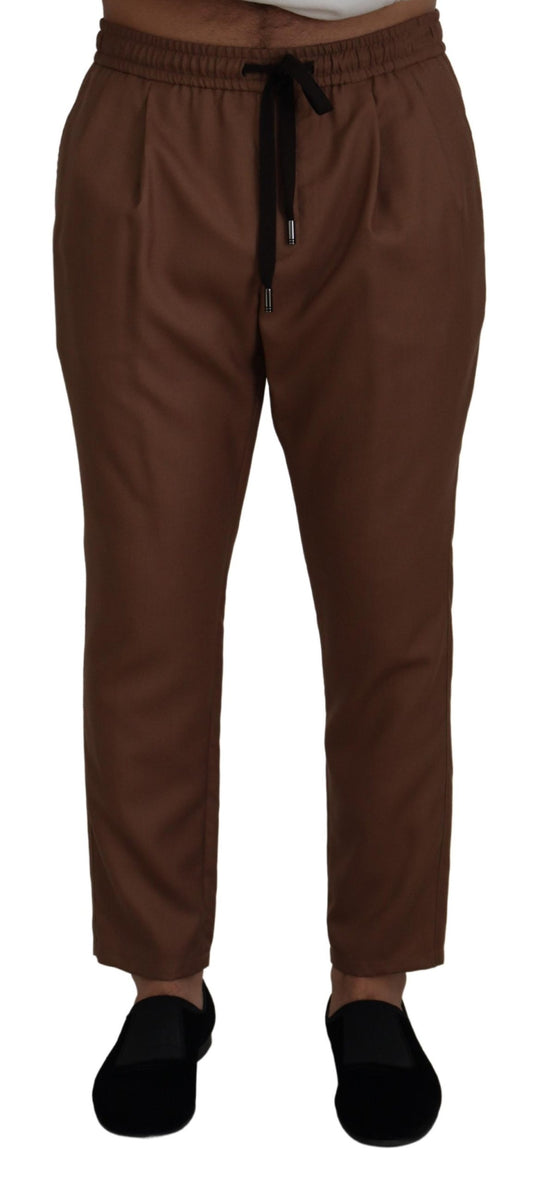 Brown Cashmere Men Drawstring Jogger Pants