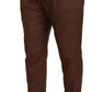 Brown Cashmere Men Drawstring Jogger Pants