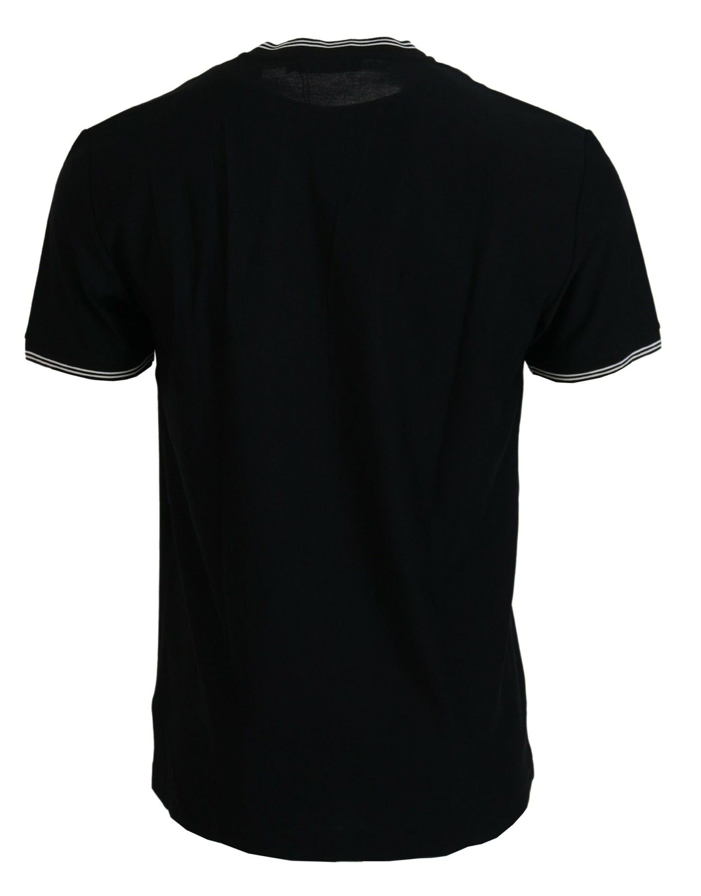 Elegant V-Neck Black Cotton T-Shirt