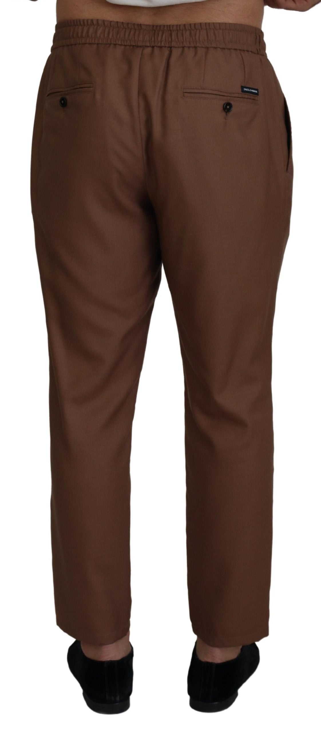 Brown Cashmere Men Drawstring Jogger Pants