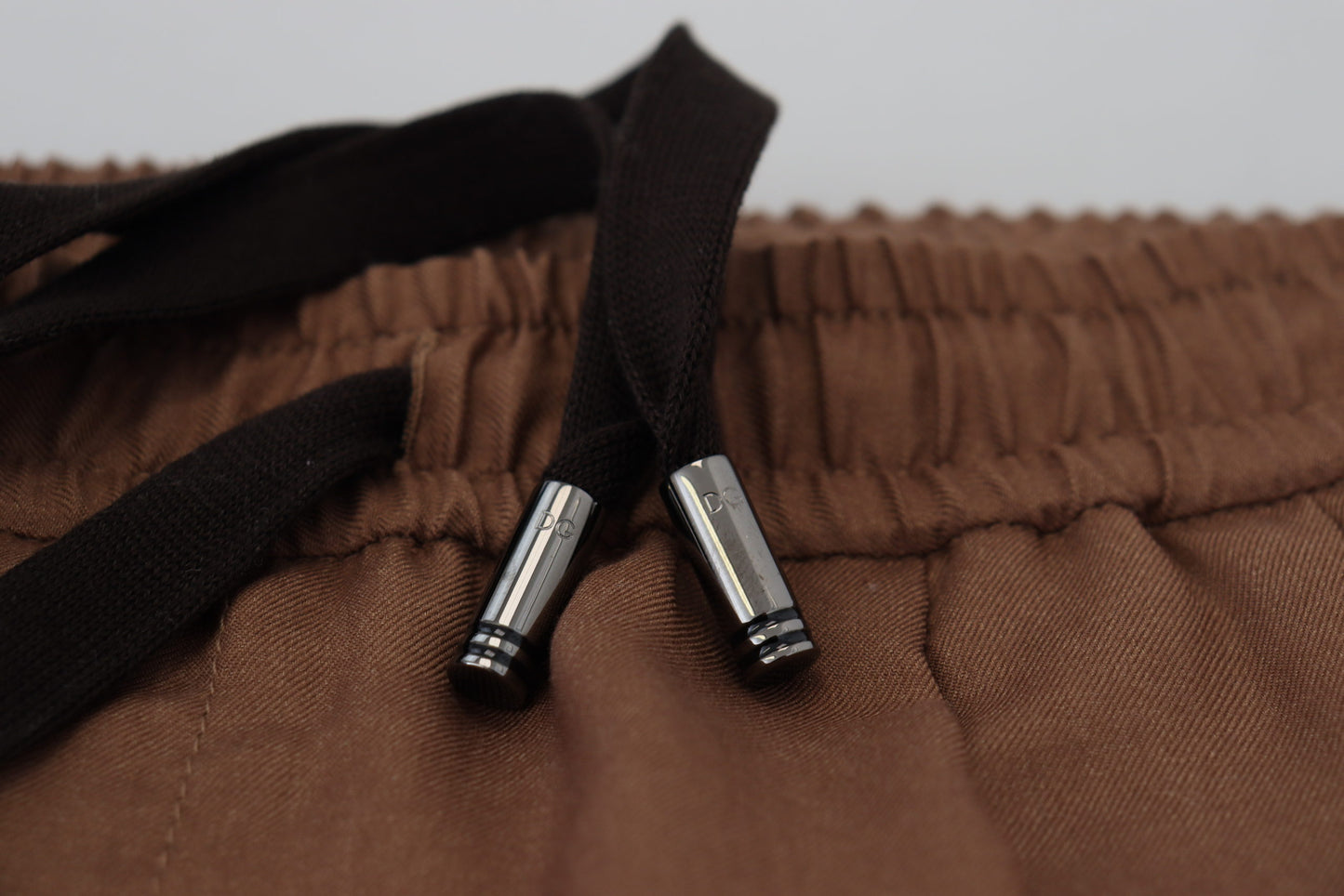 Brown Cashmere Men Drawstring Jogger Pants