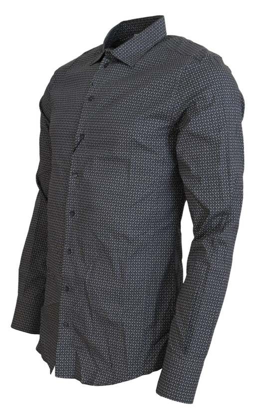 Elegant Slim Fit Gray Patterned Shirt