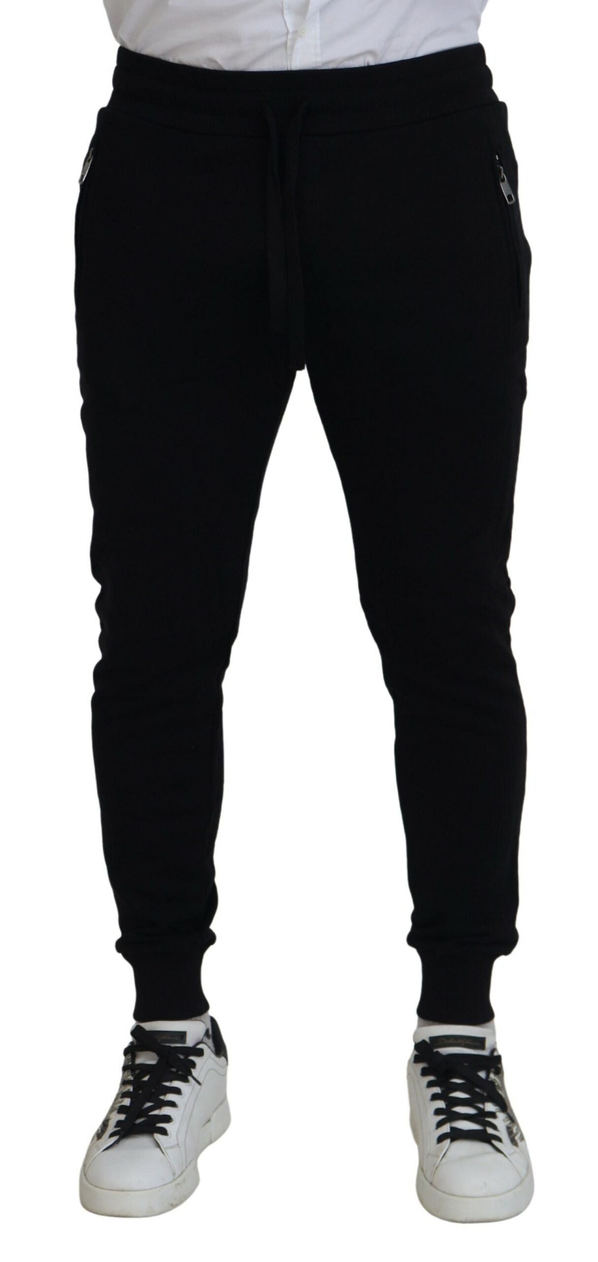 Sleek Black Cotton Jogger Pants