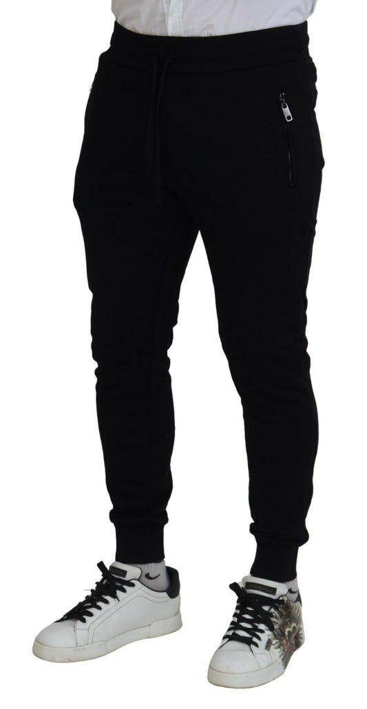 Sleek Black Cotton Jogger Pants