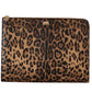Elegant Leopard Print Leather Clutch