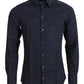 Black Stripes Long Sleeves Men Button Front Shirt