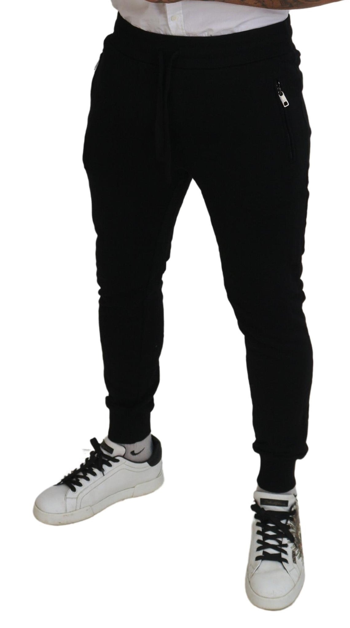 Sleek Black Cotton Jogger Pants