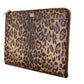 Elegant Leopard Print Leather Clutch
