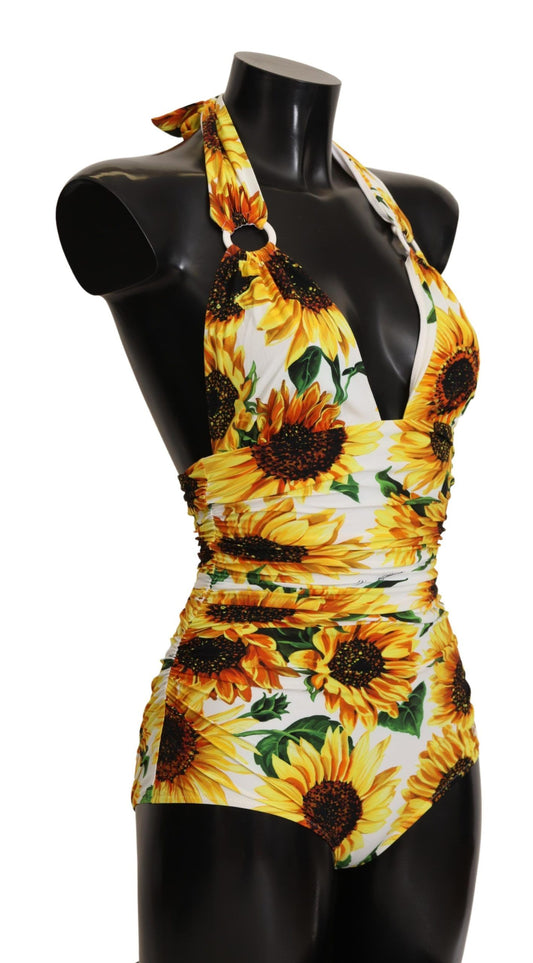 Chic Sunflower Print One Piece Bikini