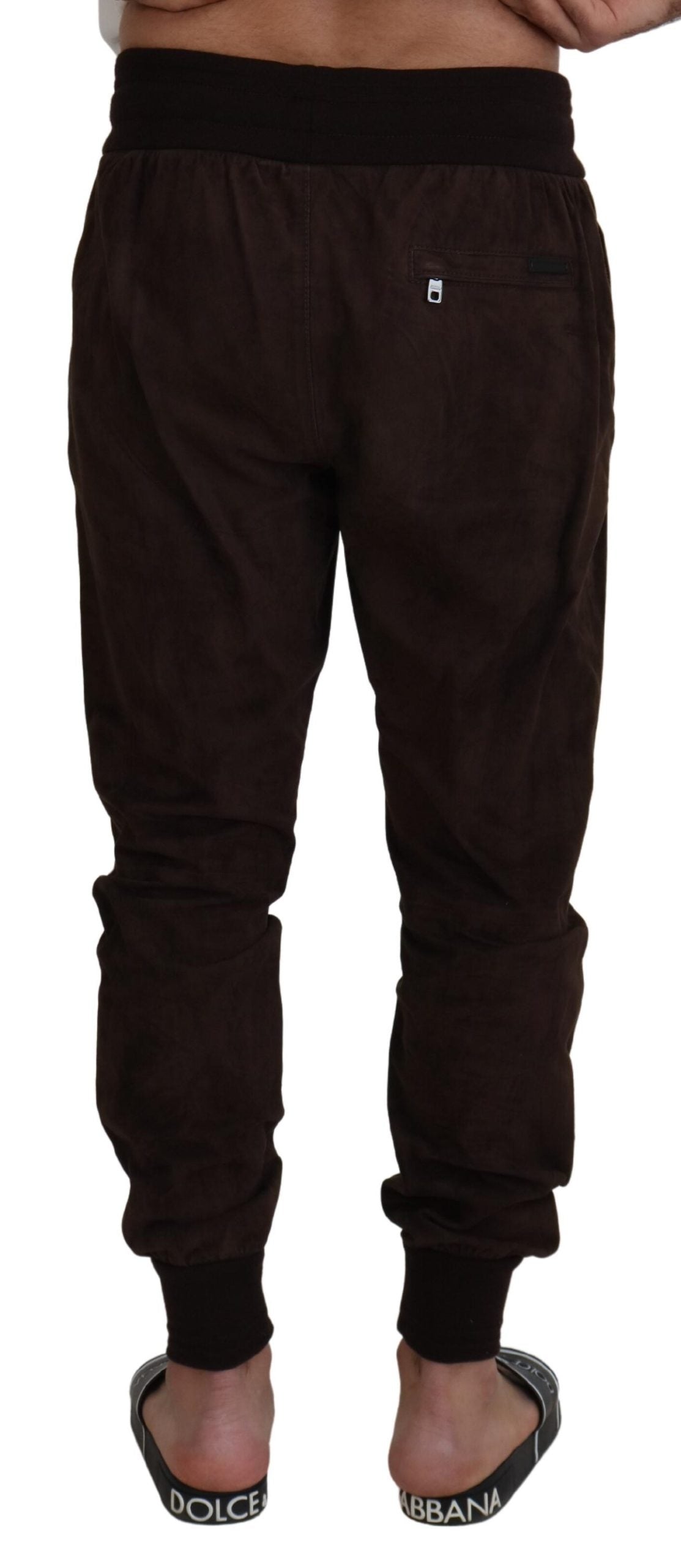 Brown Solid Men Drawstring Jogger Pants