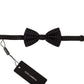 Elegant Black and White Polka Dot Silk Bow Tie