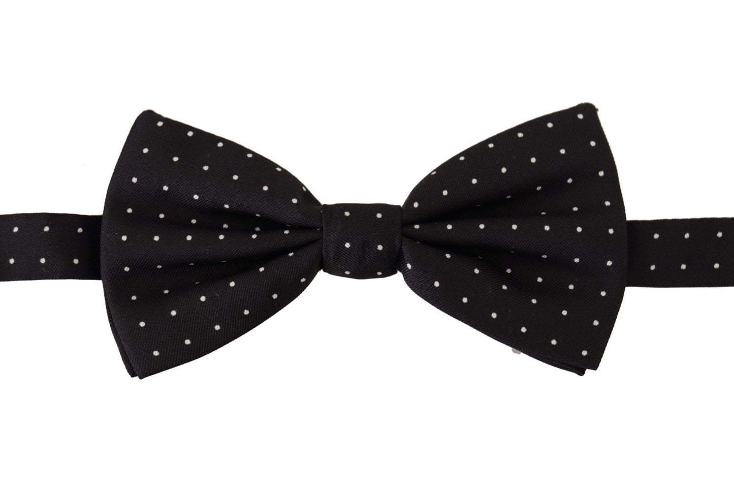 Elegant Black and White Polka Dot Silk Bow Tie