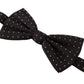 Elegant Black and White Polka Dot Silk Bow Tie
