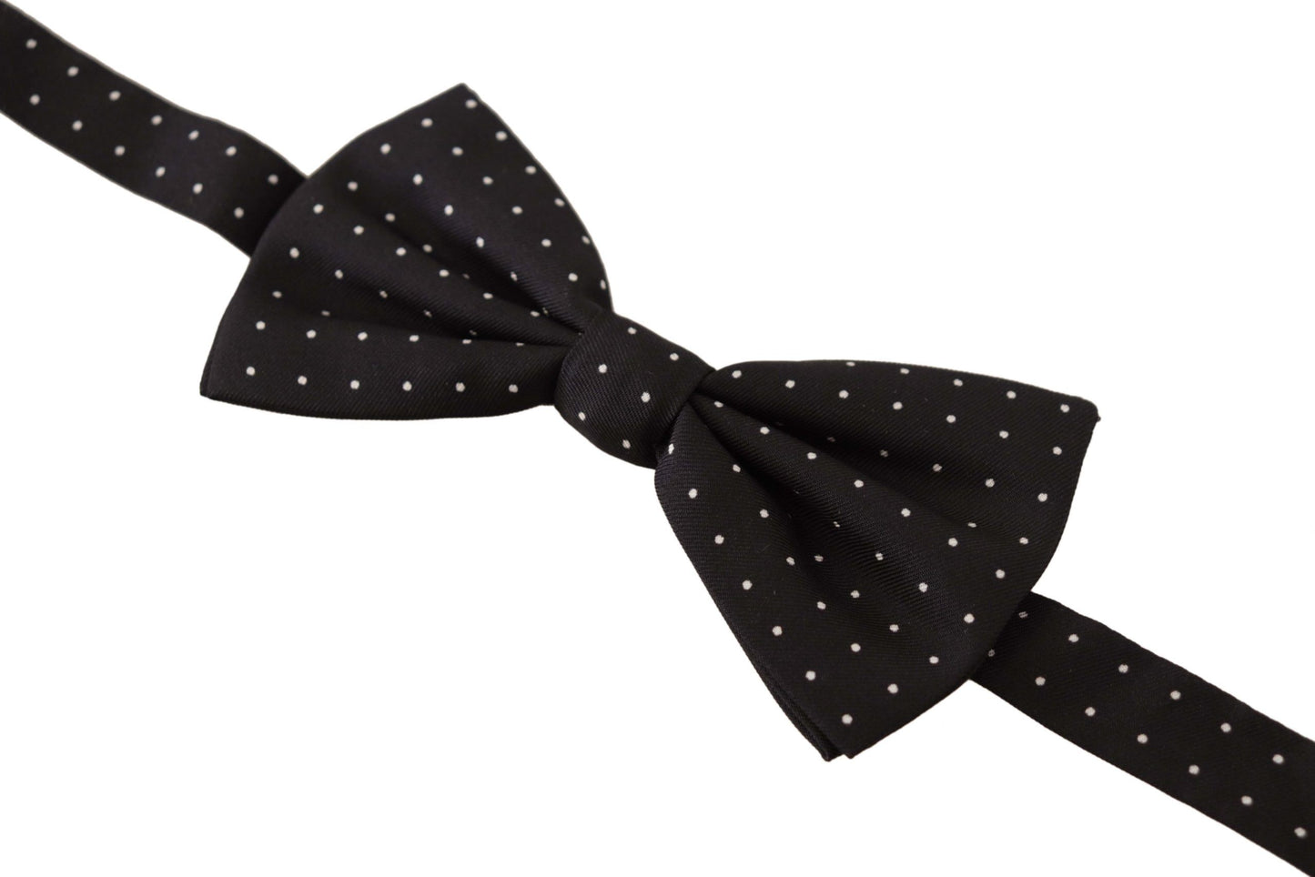 Elegant Black and White Polka Dot Silk Bow Tie