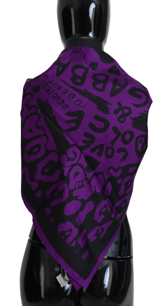 Elegant Silk Square Scarf in Purple