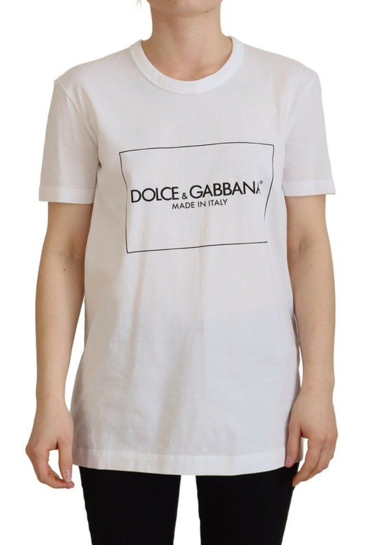 Chic White Cotton Logo Tee