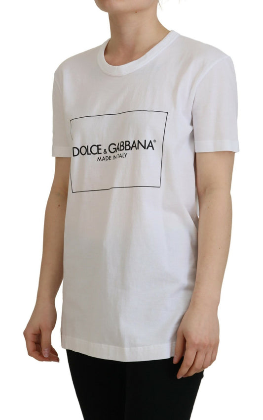 Chic White Cotton Logo Tee