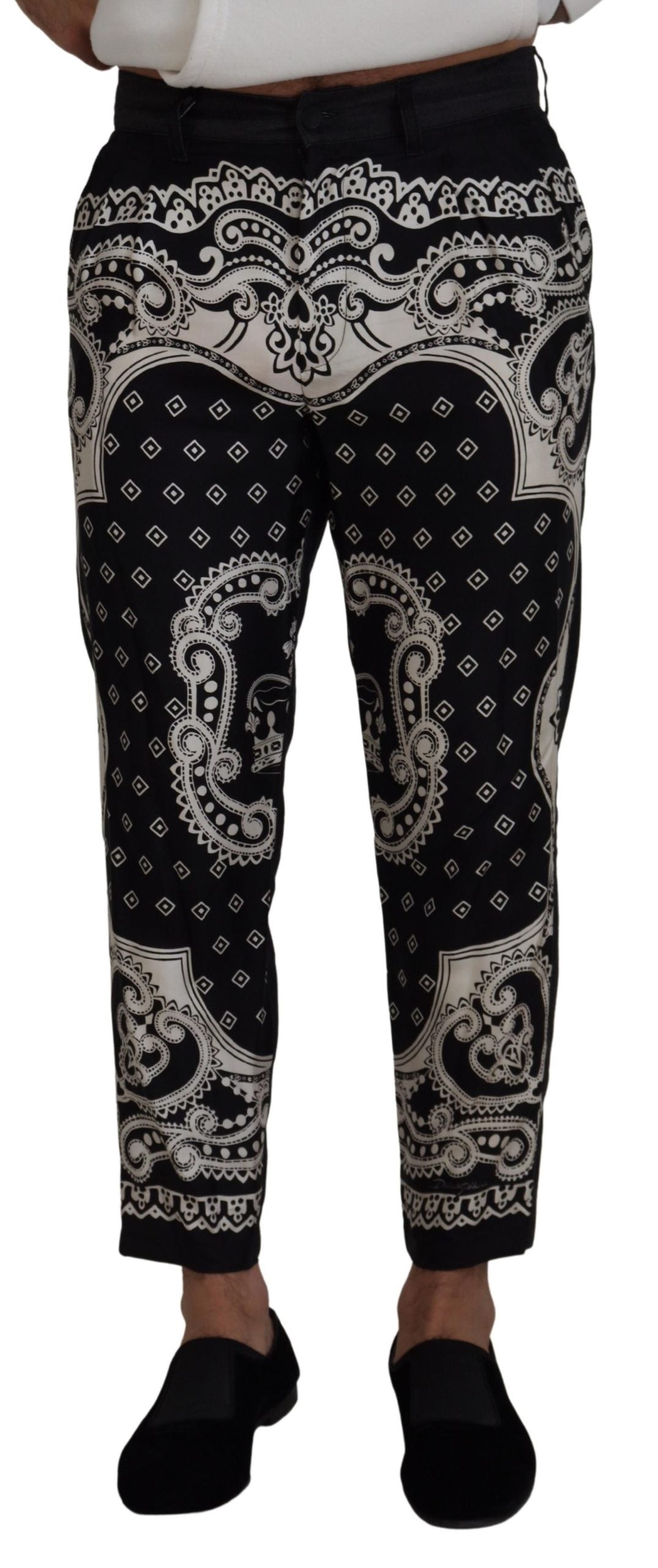 Black Silk Bandana Print Pants