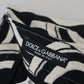 Black White Patterned Linen Bermuda Shorts