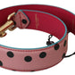 Elegant Pink Polka-Dotted Leather Shoulder Strap
