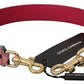 Elegant Pink Polka-Dotted Leather Shoulder Strap