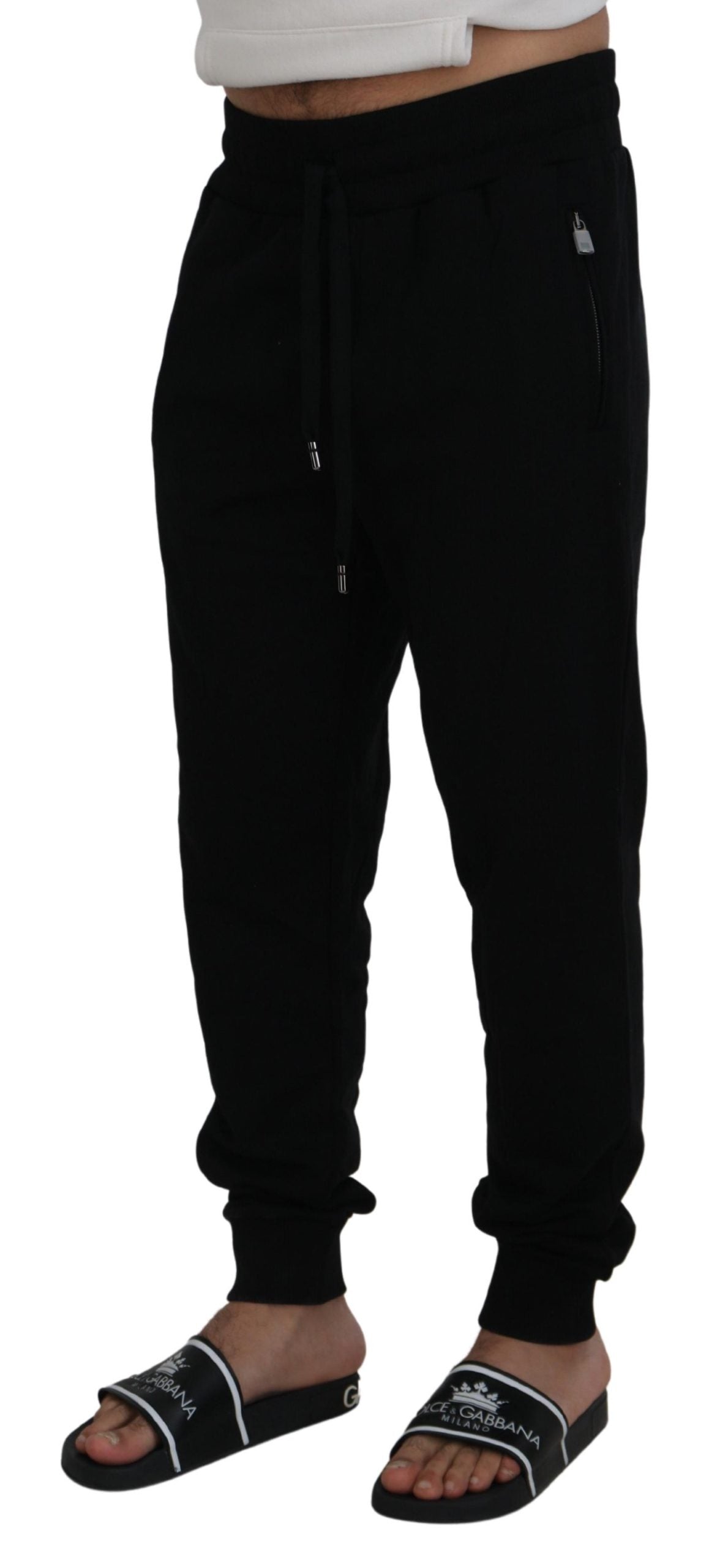 Elegant Black Cotton Jogger Pants