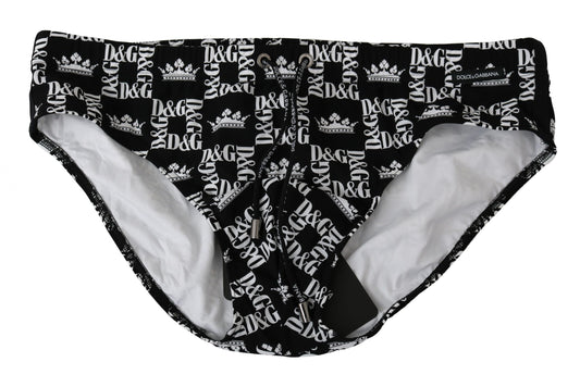 Elegant Black Logo Swim Briefs