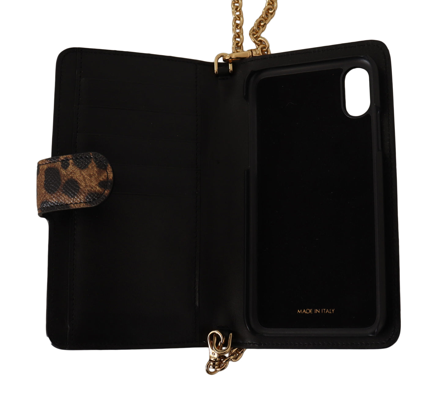 Elegant Leopard Print Phone Cover with Crystals