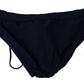 Elegant Dark Blue Swim Briefs with White Crown Logo