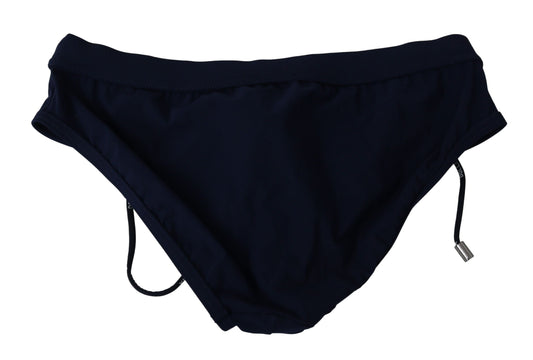 Elegant Dark Blue Swim Briefs with White Crown Logo