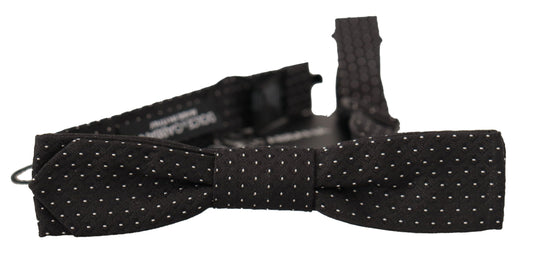 Elegant Black and White Silk Bow Tie