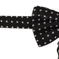 Elegant Black and White Polka Dot Silk Bow Tie
