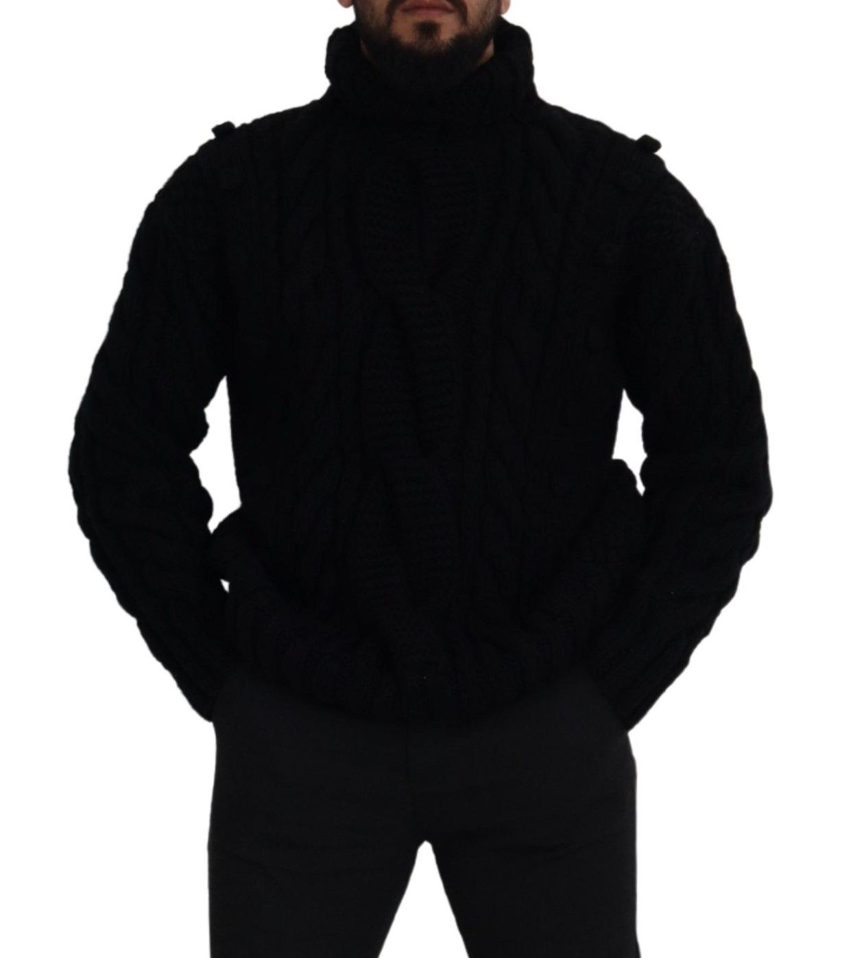 Elegant Black Cashmere Turtleneck Sweater