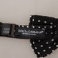 Elegant Black and White Polka Dot Silk Bow Tie