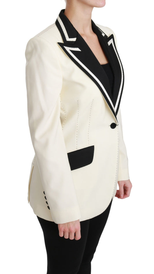 Elegant Off-White Silk-Lined Blazer