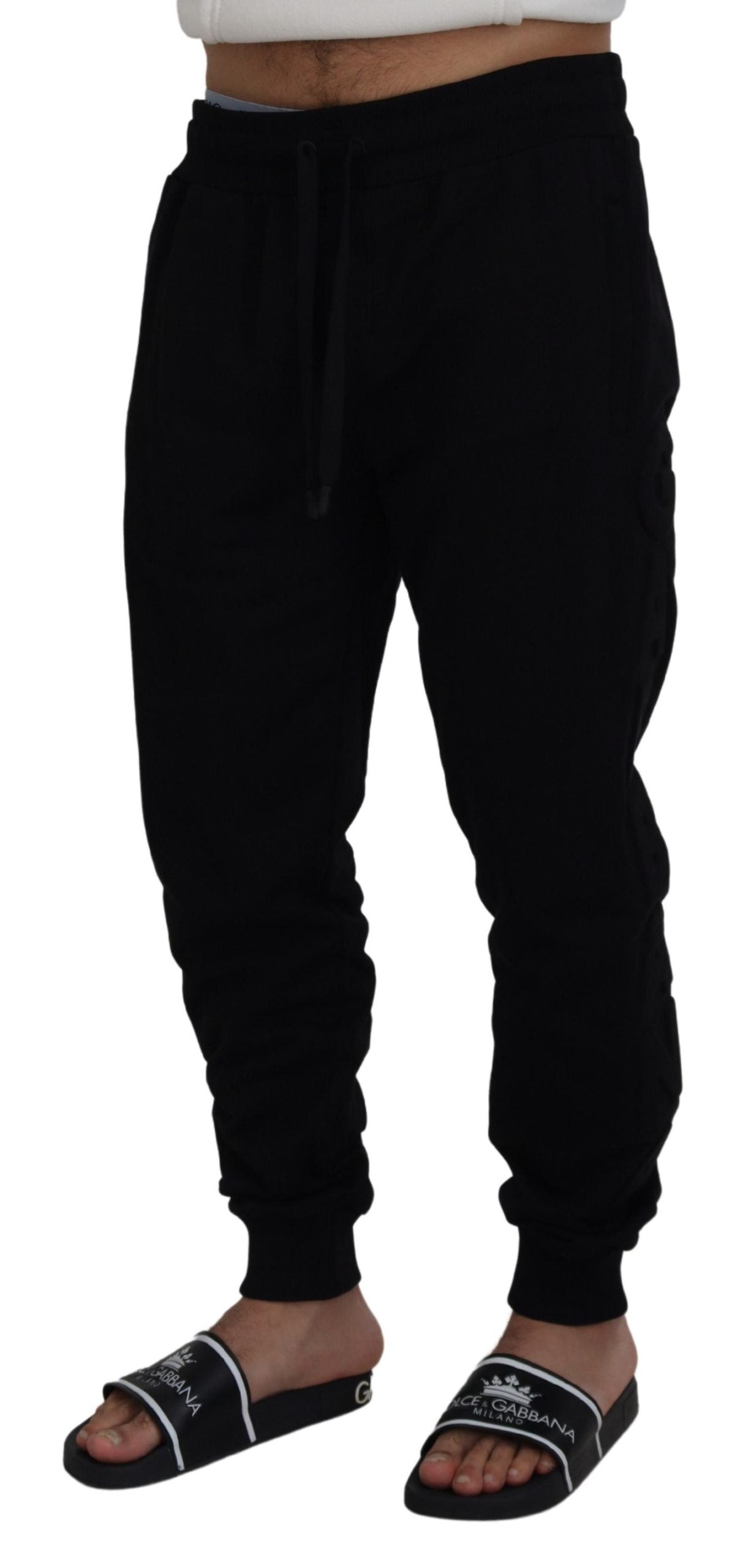 Black Cotton Men Jogger Pants