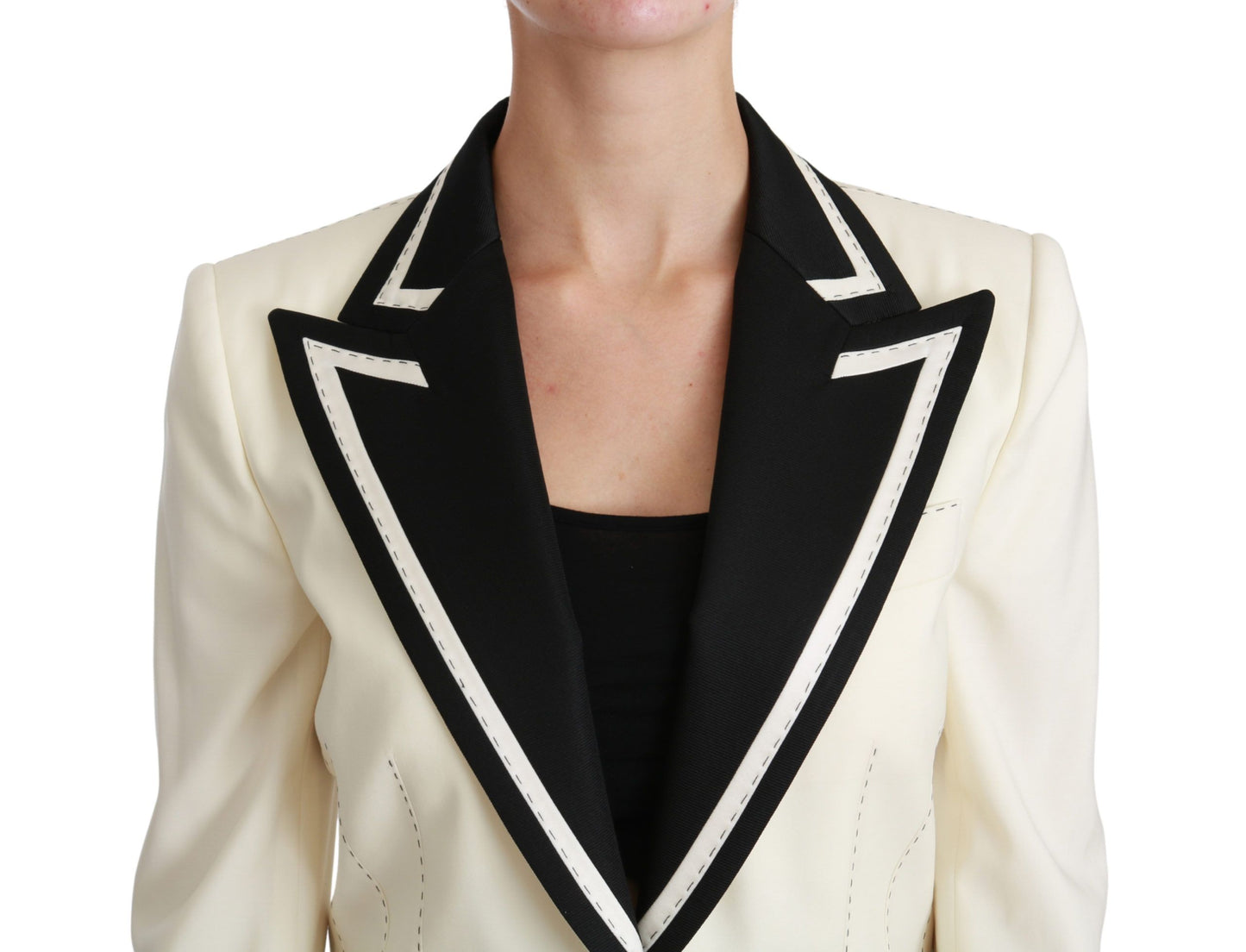 Elegant Off-White Silk-Lined Blazer