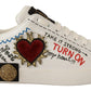 Elegant White Leather Low-Top Sneakers
