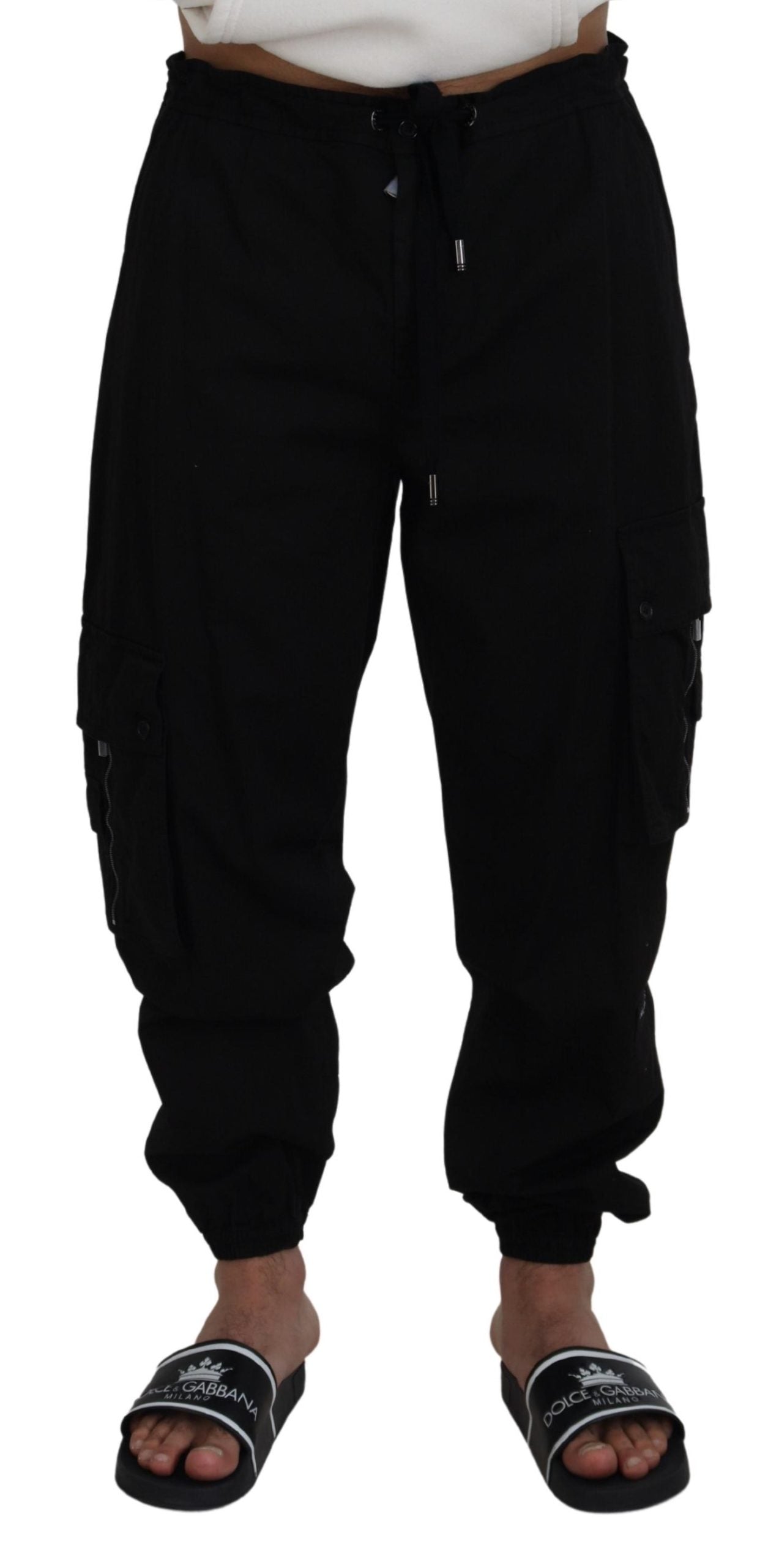 Elegant Black Cotton Jogger Pants