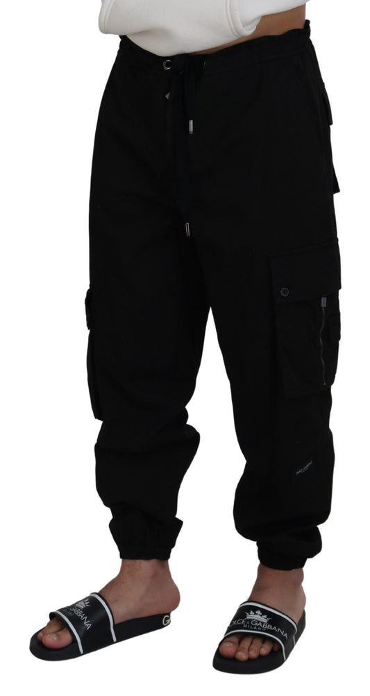 Elegant Black Cotton Jogger Pants