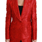 Red Floral Angel Blazer Coat Jacket